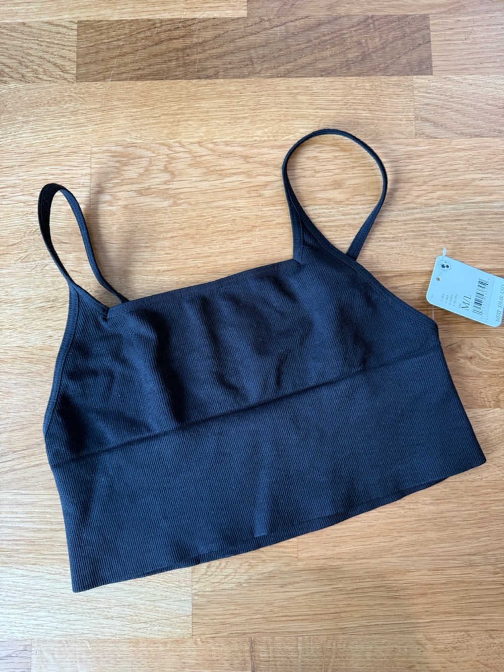 Free People Intimately Black Ribbed Cropped Bralette